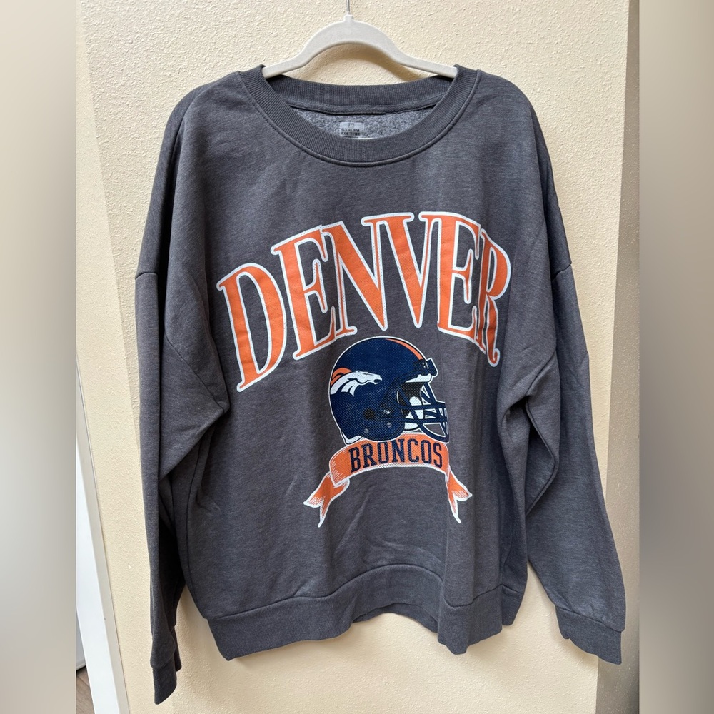 Women's Denver Broncos Gameday Couture Charcoal Oversized Drop Shoulder Size L